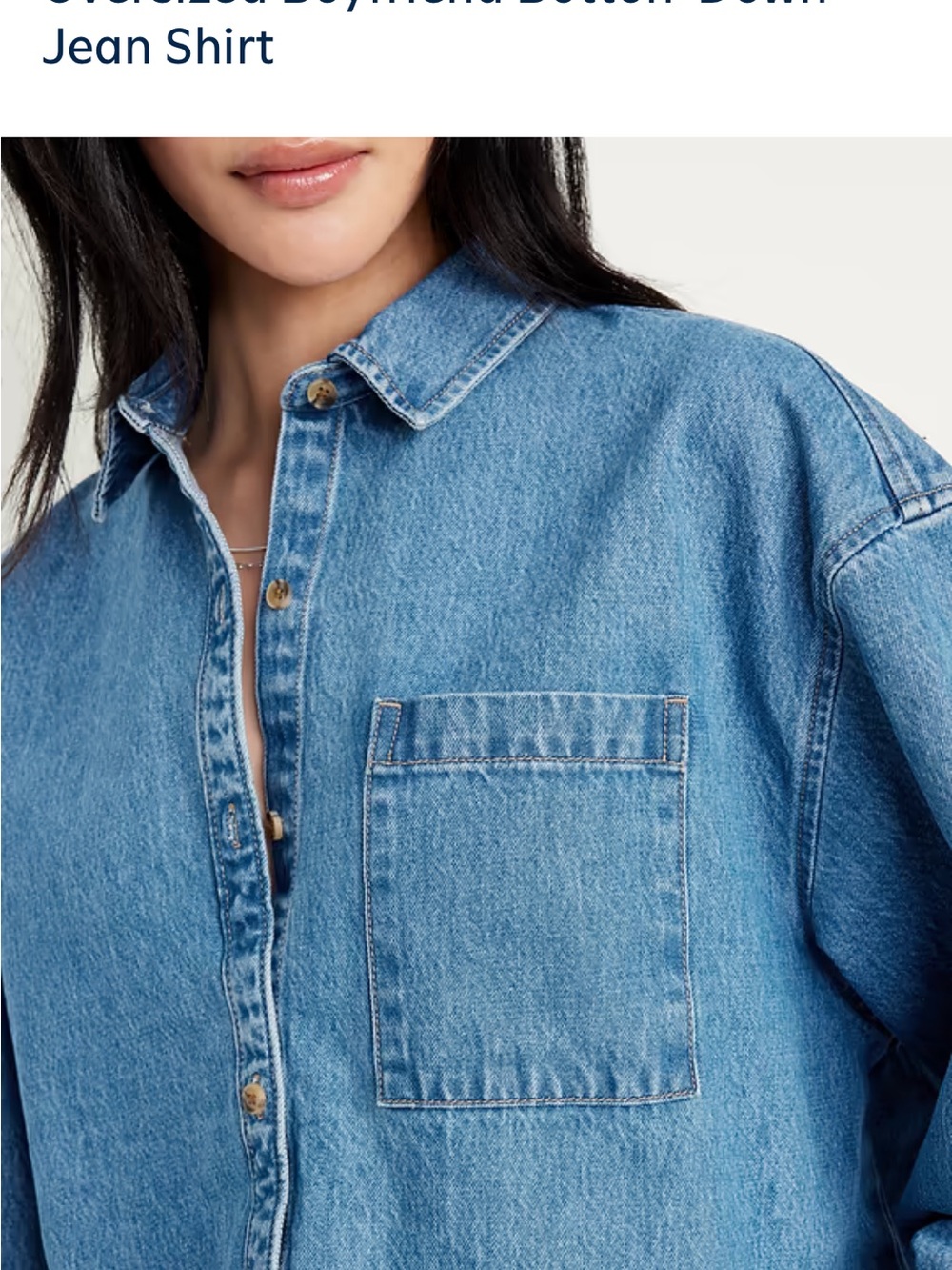 Oversized Boyfriend Button-Down Jean Shirt Old Navy NEW L - Picture 6 of 10